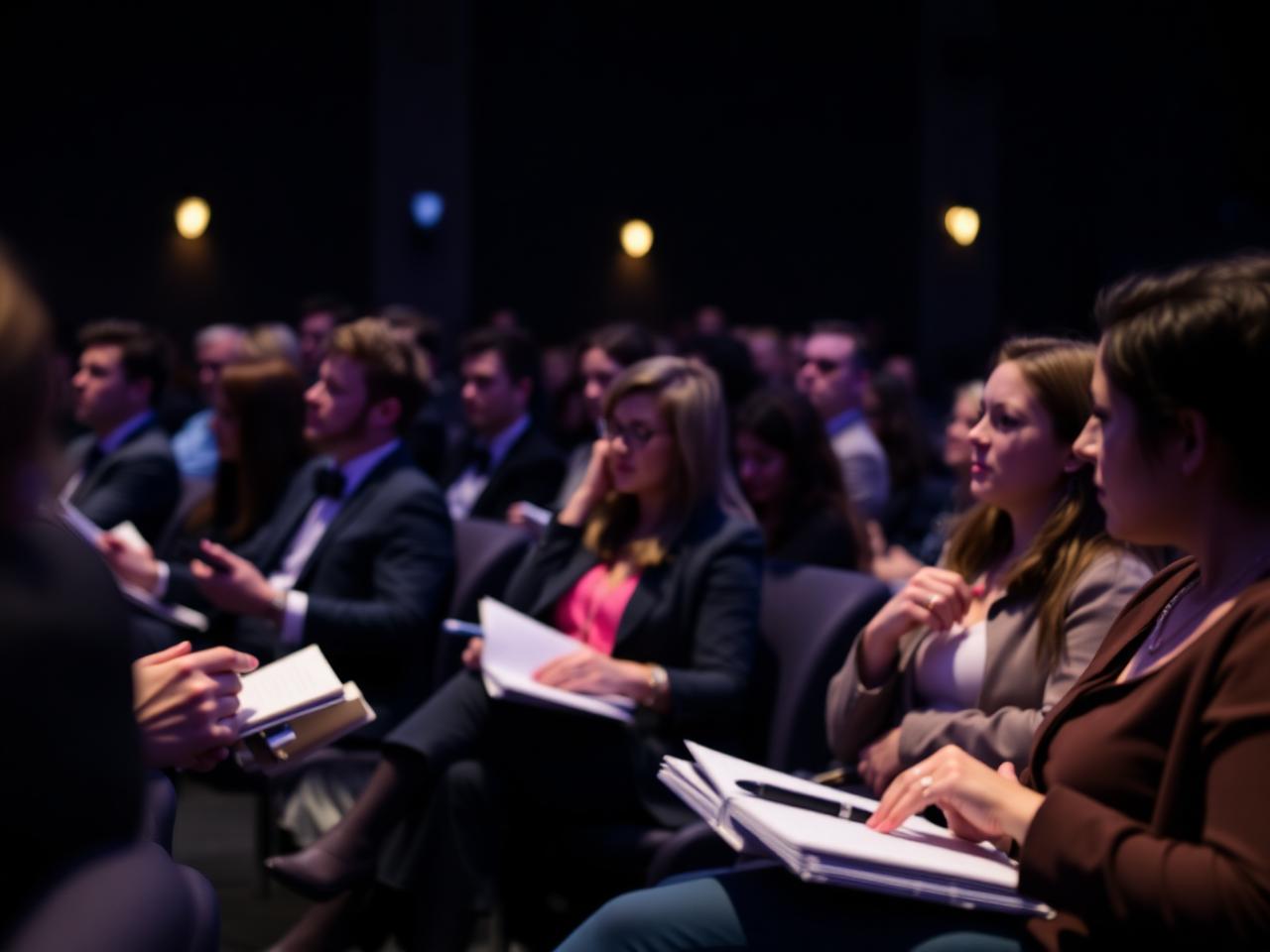 Audiencia de profesionales tomando notas en una masterclass